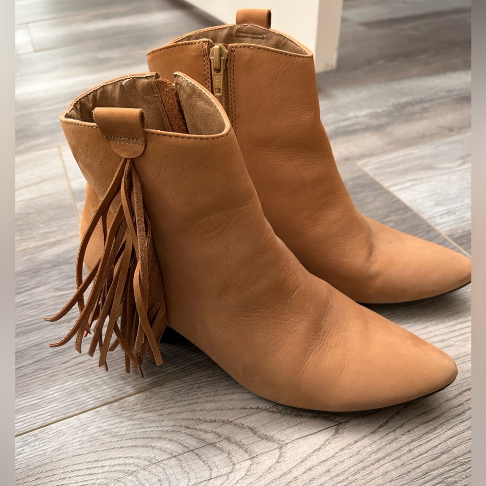 Matisse Leather Booties with Fringe